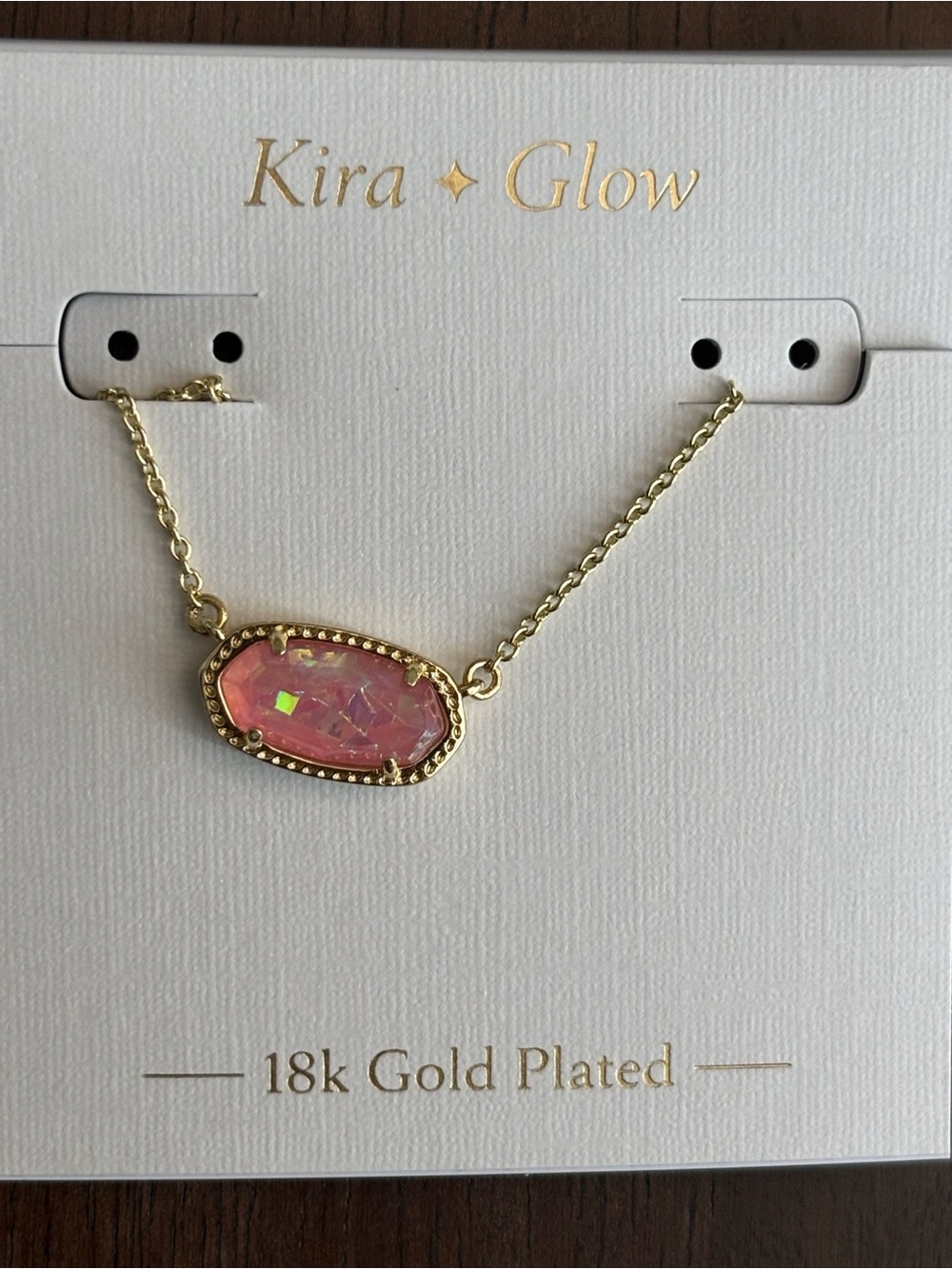 18k Gold Plated Pink Opal Necklace brand new